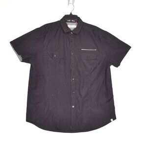 Sovereign Code Mens Shirt Black Short Sleeve Button Up Collared Pockets Size XL